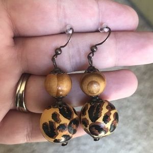 𝅺Bohemian Animal Print Wood Earrings